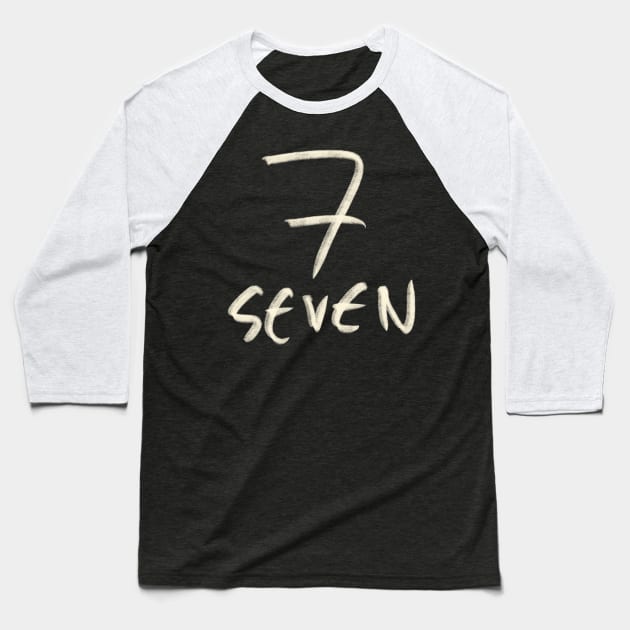 Hand Drawn Letter Number 7 Seven Baseball T-Shirt by Saestu Mbathi